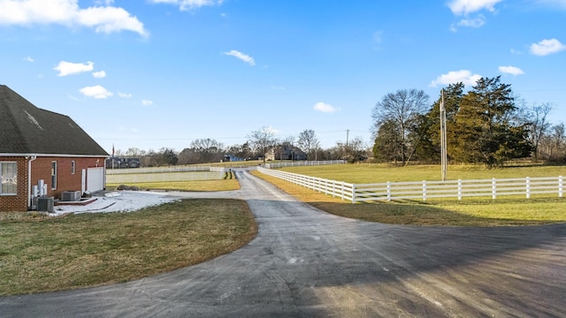 view of street featuring a rural view