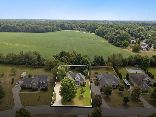 bird's eye view featuring a rural view