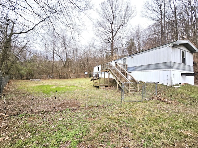 view of yard featuring a deck