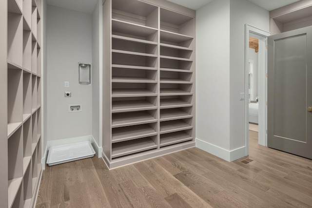 walk in closet featuring light hardwood / wood-style floors