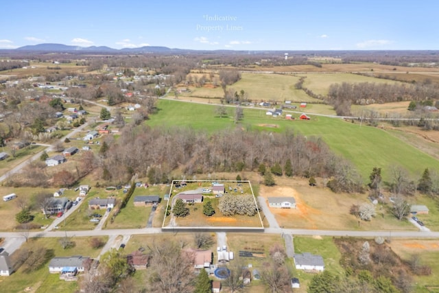 aerial view with a rural view and a mountain view