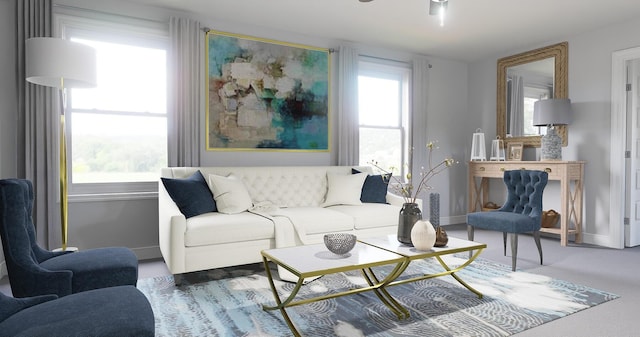 carpeted living room with plenty of natural light