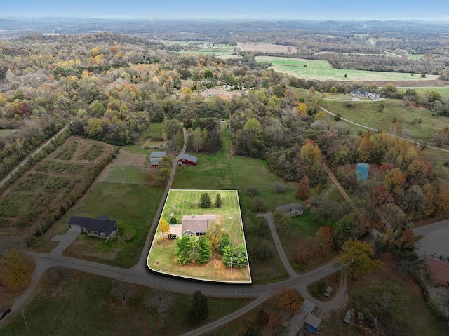 aerial view with a rural view