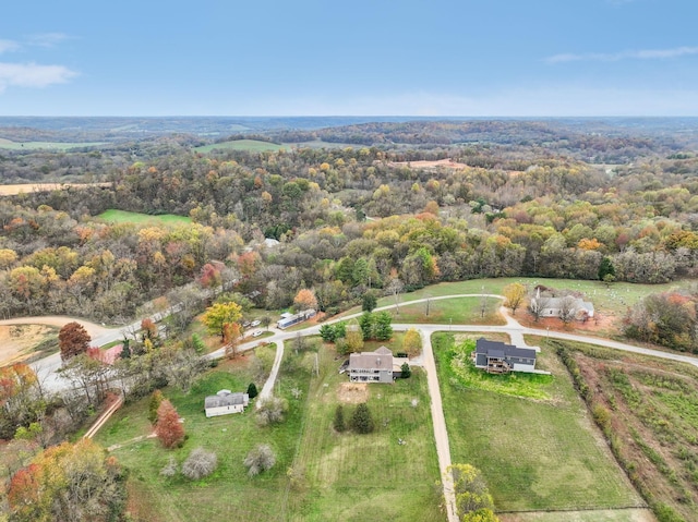 drone / aerial view with a rural view