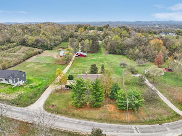 aerial view with a rural view