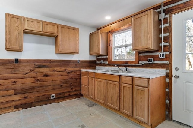 kitchen featuring sink and hanging light fixtures