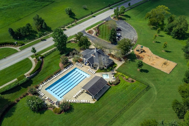 aerial view with a rural view