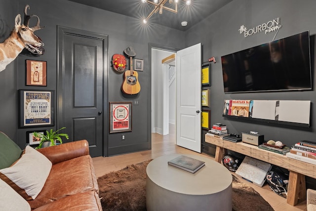 living room with light hardwood / wood-style floors