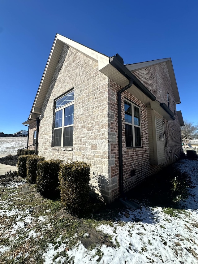 view of snow covered exterior