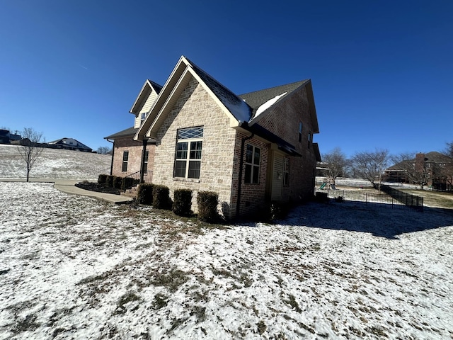 view of snow covered exterior