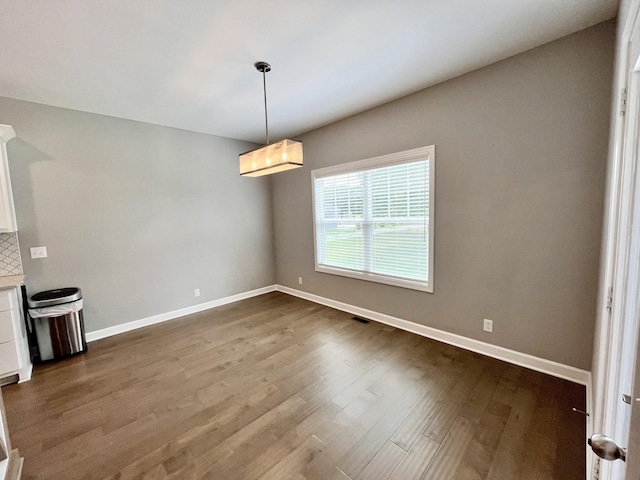 unfurnished dining area with wood-type flooring