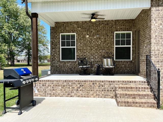 view of patio / terrace featuring grilling area and ceiling fan