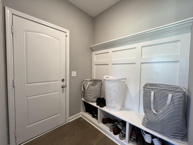 mudroom featuring dark hardwood / wood-style flooring