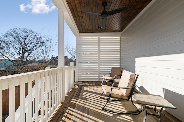 balcony with ceiling fan