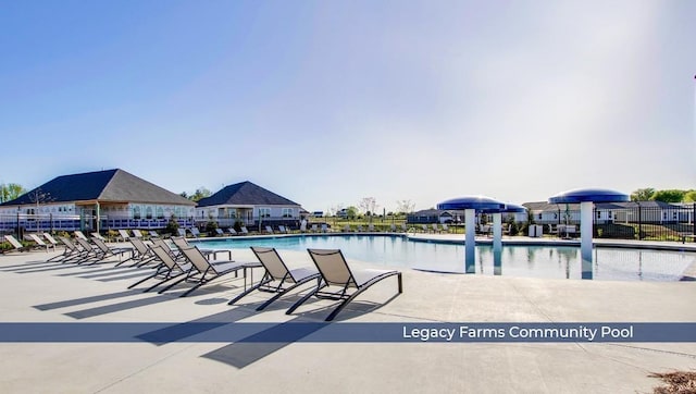 view of swimming pool with a patio