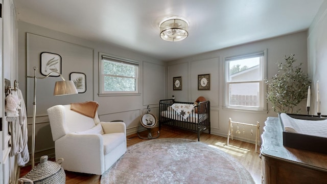 living area featuring hardwood / wood-style flooring