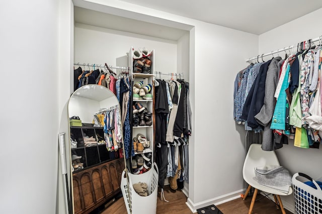 spacious closet featuring hardwood / wood-style flooring