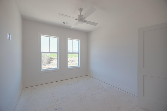 spare room featuring ceiling fan