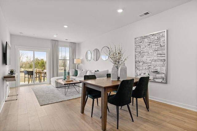 dining area featuring light hardwood / wood-style floors