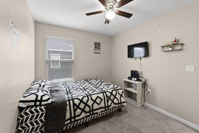 bedroom with carpet and ceiling fan