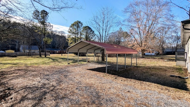 view of yard featuring a carport