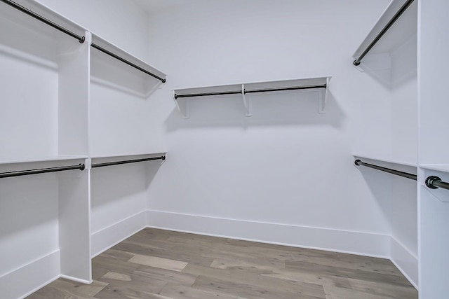 spacious closet featuring light hardwood / wood-style flooring