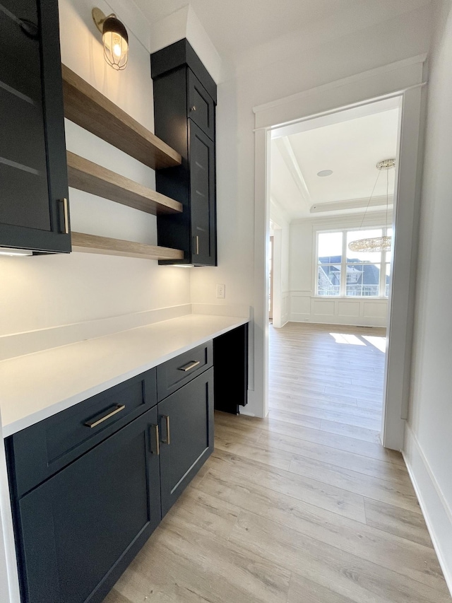 kitchen with light hardwood / wood-style floors