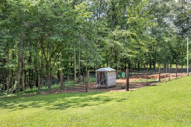 view of yard featuring an outbuilding