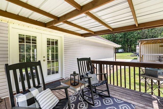 deck featuring french doors