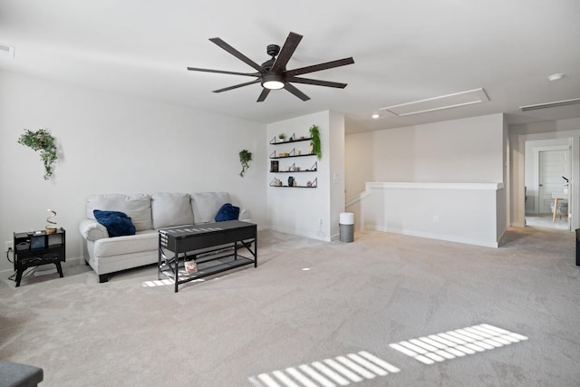 living room with light carpet