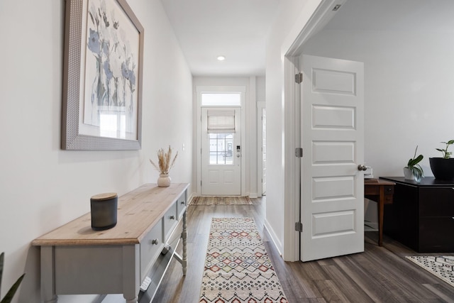 interior space featuring dark hardwood / wood-style flooring