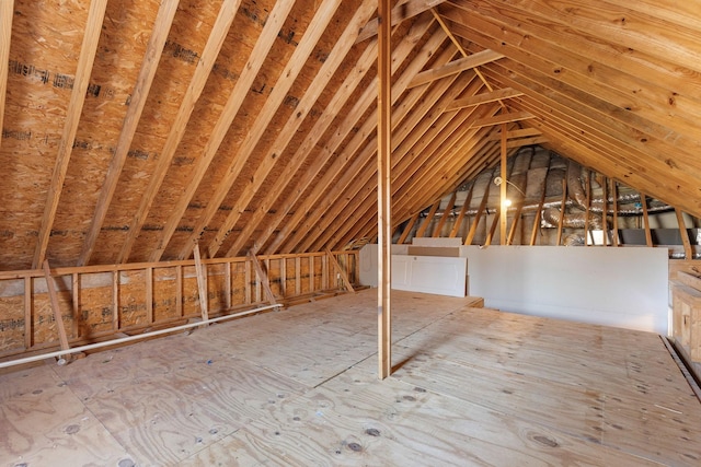 view of unfinished attic