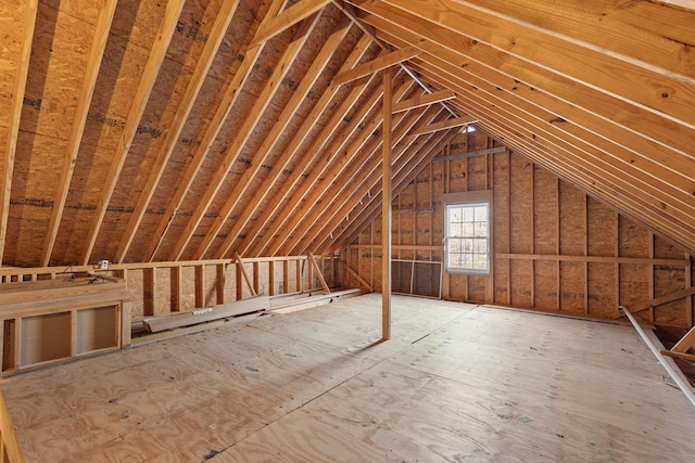 view of unfinished attic