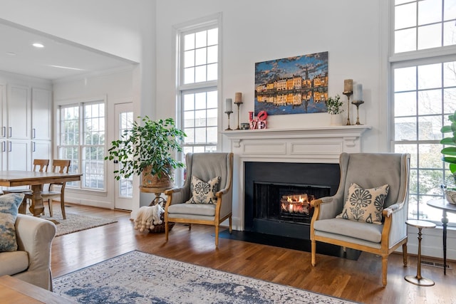 sitting room with hardwood / wood-style floors