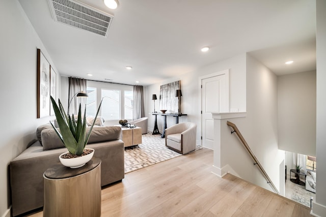 living room with light wood-type flooring