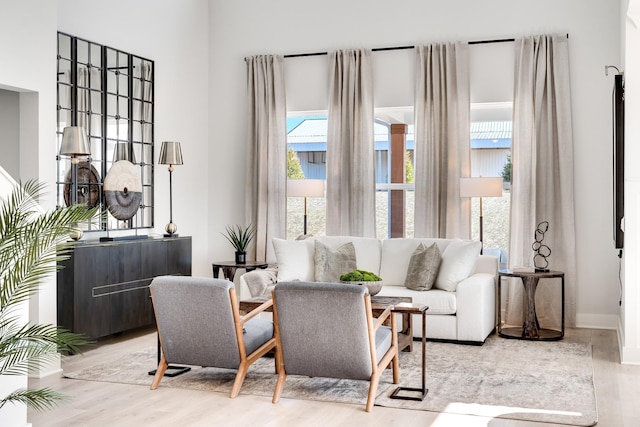 sitting room featuring light hardwood / wood-style flooring