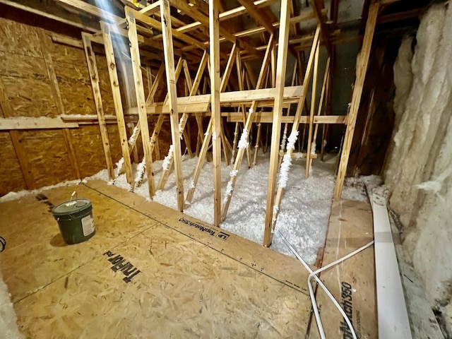 view of unfinished attic