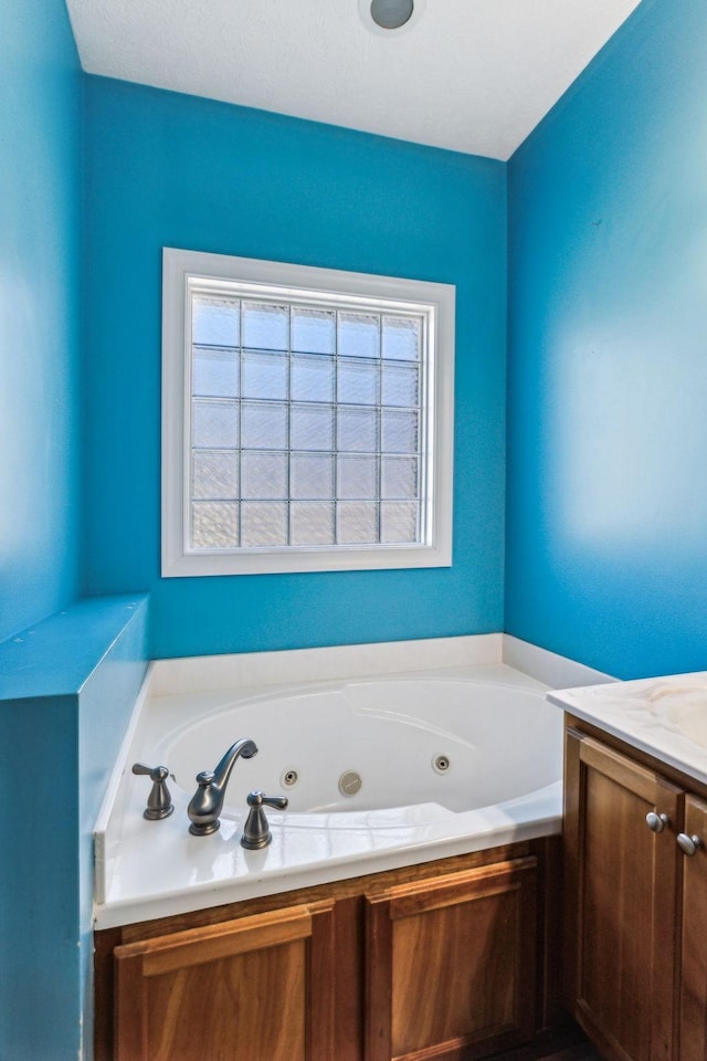 bathroom featuring vanity and a bathing tub