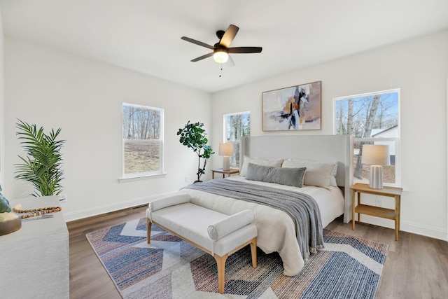 1067 Bald Eagle Dr, Kingston Springs, TN 37082 - bedroom featuring wood finished floors, baseboards, and ceiling fan