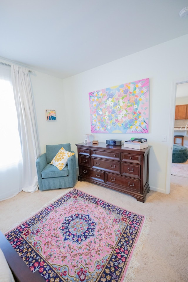 sitting room with light carpet