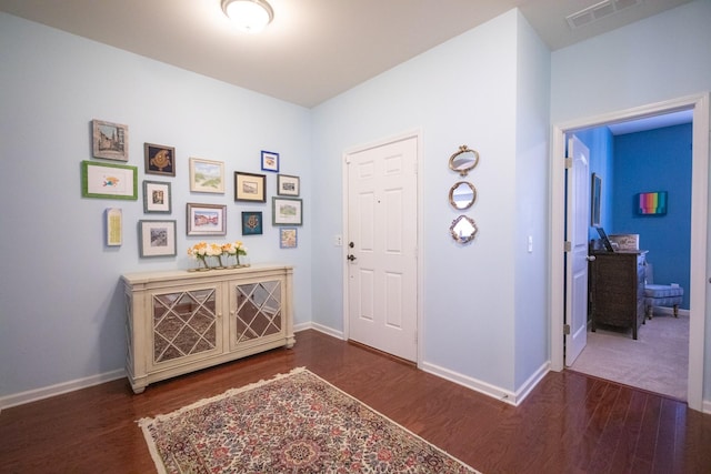 foyer entrance featuring dark wood-type flooring