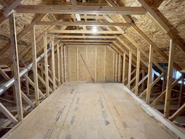 view of unfinished attic