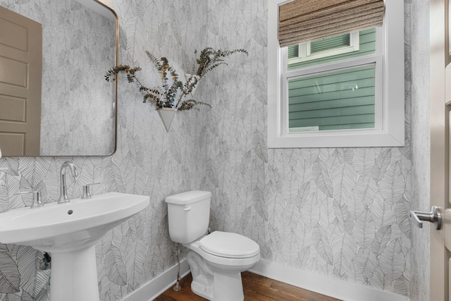 bathroom featuring toilet and wood finished floors