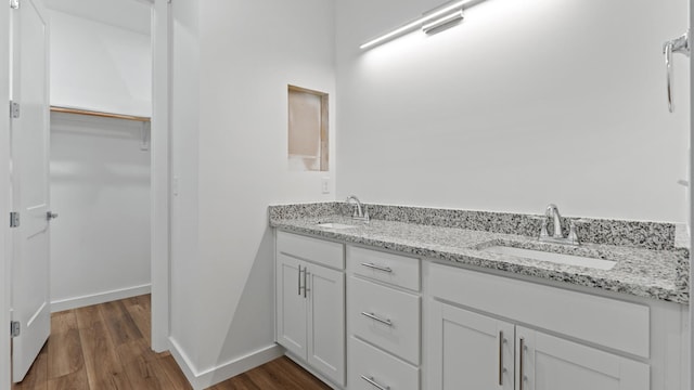 bathroom featuring wood-type flooring and vanity