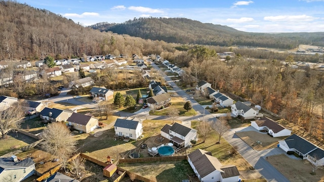 bird's eye view with a mountain view