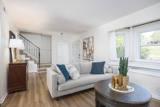 living room featuring hardwood / wood-style floors