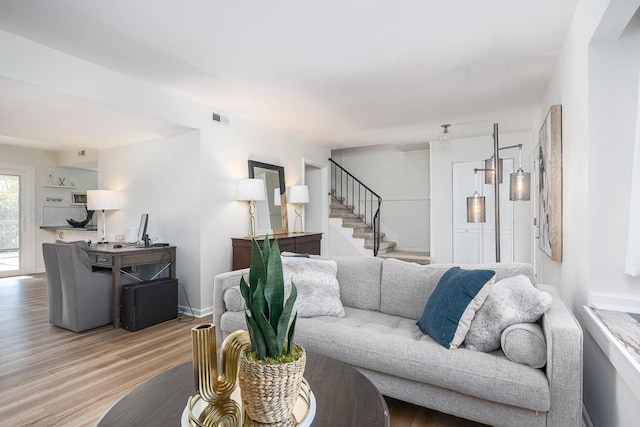 living room featuring light hardwood / wood-style flooring