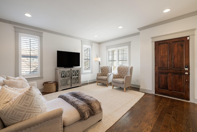 living room with wood-type flooring