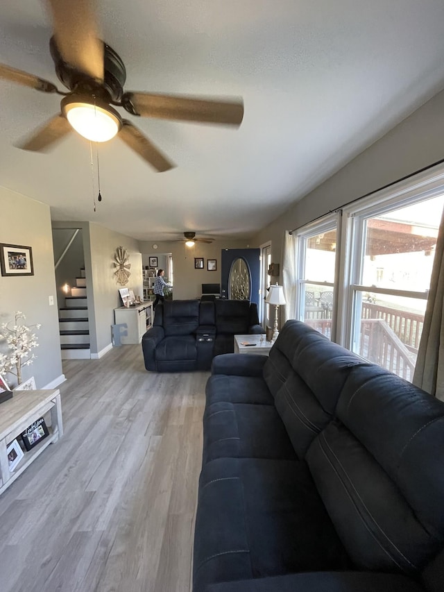 living room with hardwood / wood-style flooring