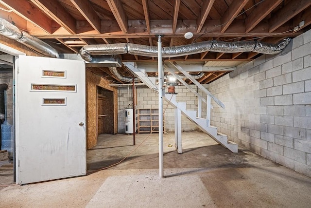 basement with electric water heater